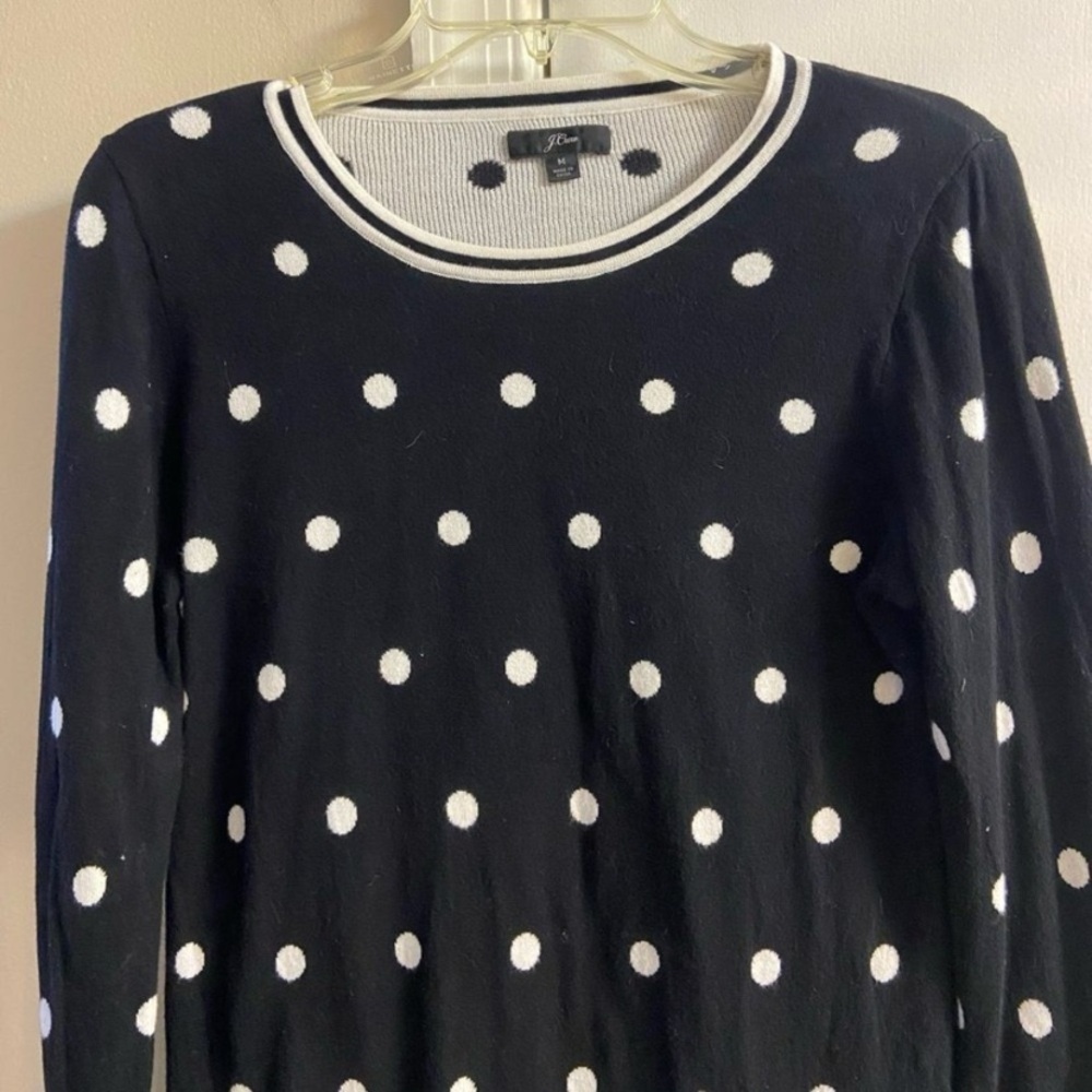 J. Crew Black Polka Dot Sweater cotton medium - Picture 3 of 6